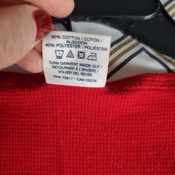 LOVE PINK Red Henley Short Top Jersey Knit Black Sequins Mini Waffle Layering - Picture 7 of 7